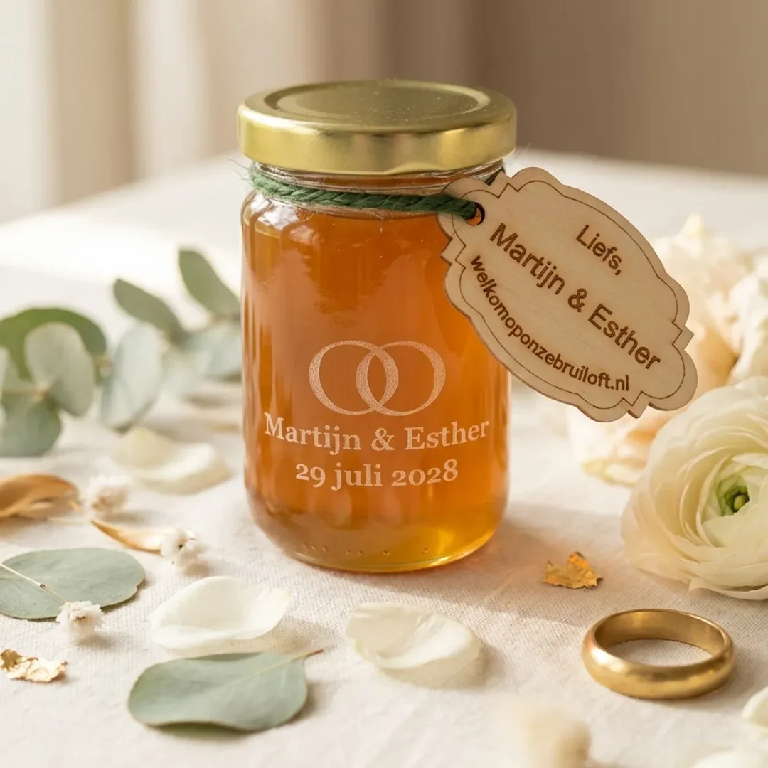 Bedankjes honing met label als cadeau of bedankje