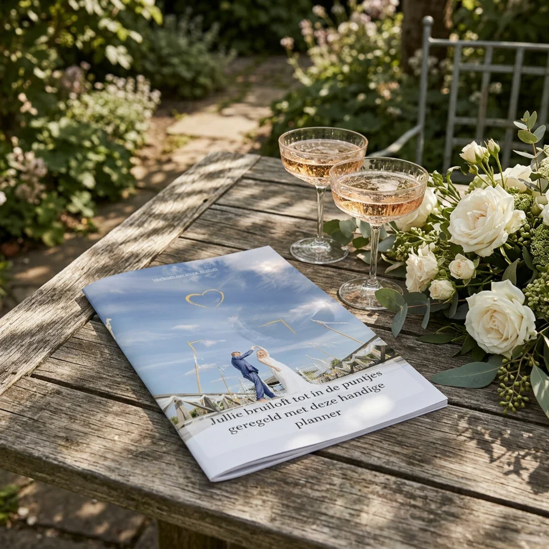 Het papieren werkboek planner in de tuin